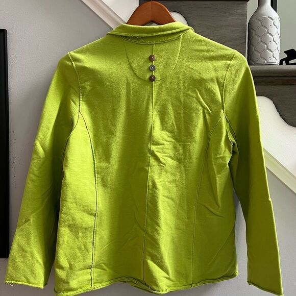White Lotus Lime Mismatch Button Jersey Jacket sz M EUC - Picture 2 of 7